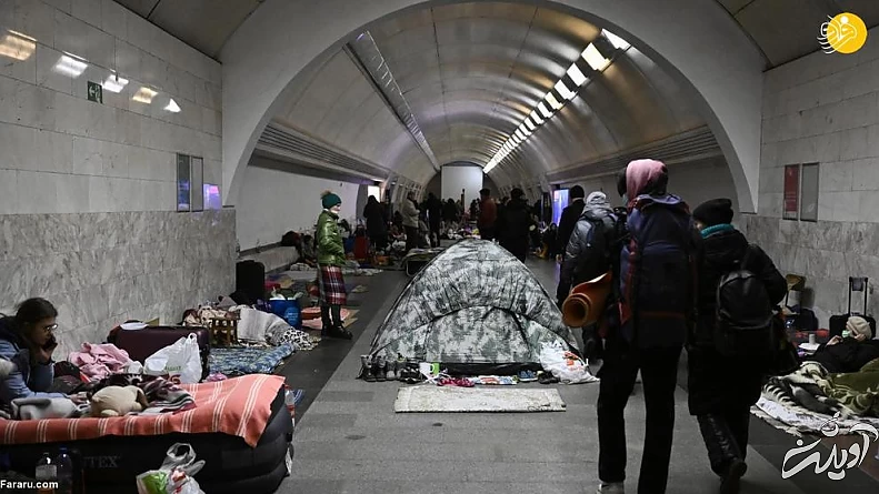 عمیق ترین ایستگاه مترو جهان میزبان پناهجویان کییف/ تصاویر